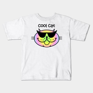 Cool Cat 2 - Pastel Rainbow Kids T-Shirt